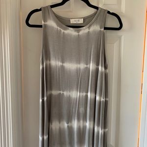 Grey and white tie-die mini dress